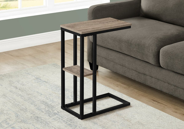 English Elm Accent Table - Sleek C-Shaped Design For Living Room Or Bedroom, Modern Brown Laminate & Black Frame B2710P219398