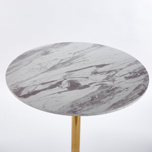 English Elm 31.5"GOLDEN Elegant Tulip Bar Table Mid‑Century Pedestal MDF Top for 2–4 Guests, Stable Finish W234P370272