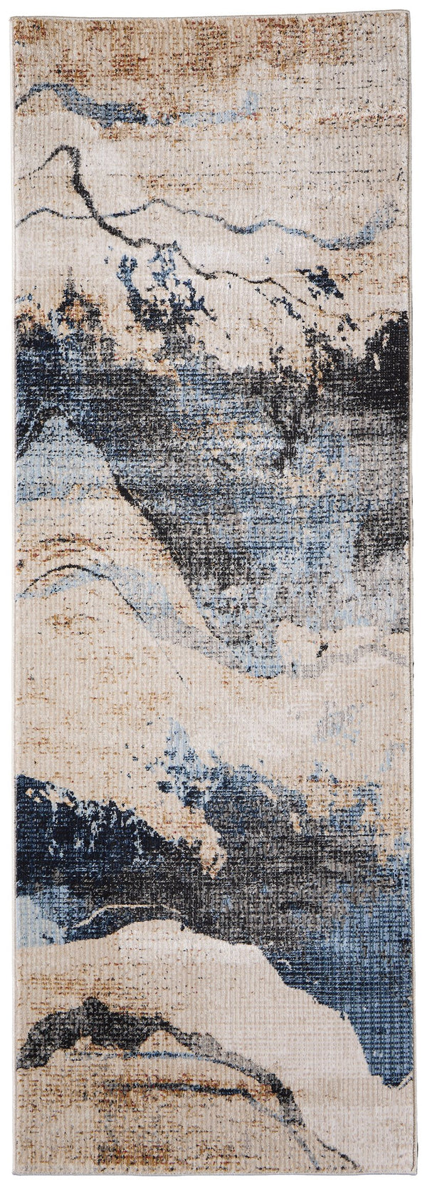 Feizy Rugs Sonora Abstract Watercolor Rug – Durable, Stain-resistant, And Stylish For Modern Homes And Families Tan,Blue,Gray Polypropylene,Polyester,Viscose Snr39nwfivyblui02