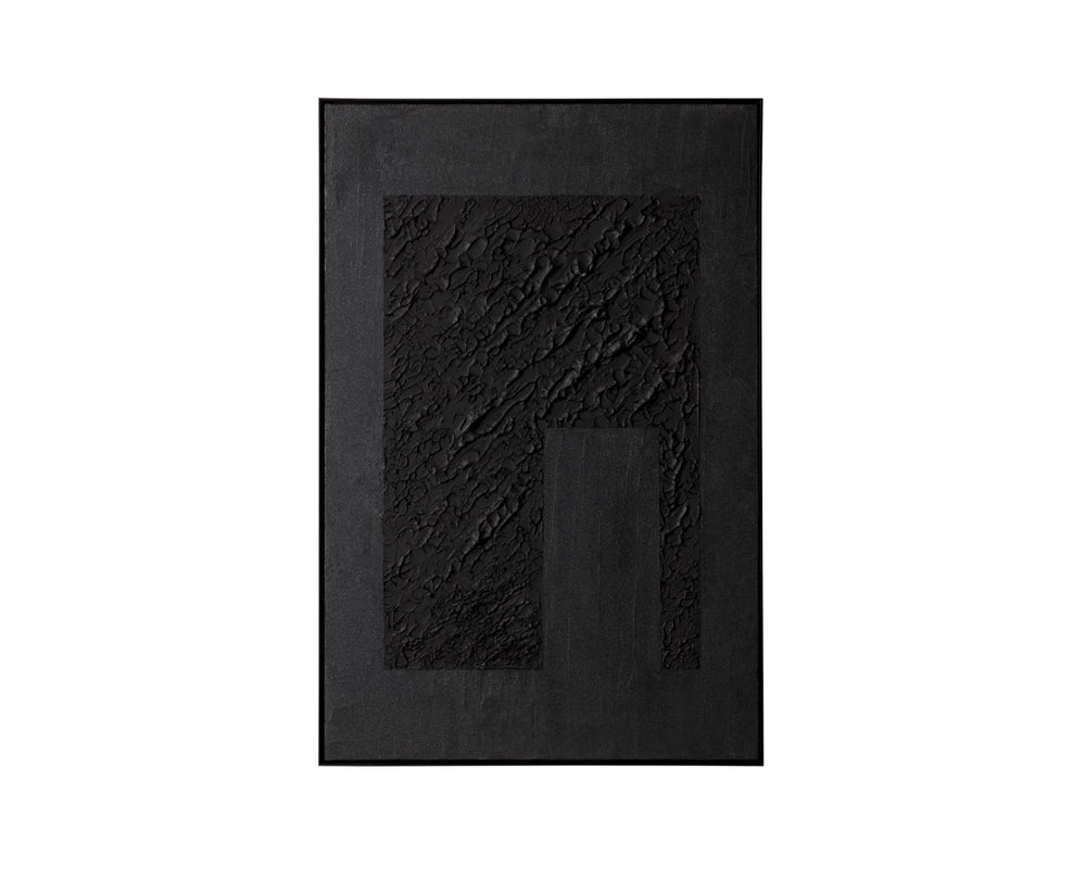 Sunpan SHADOW WORK - 40" x 60" Modern Textured Artwork in Black Floater Frame for Minimalist Interiors A0425