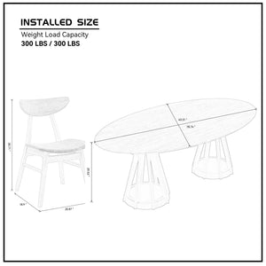 English Elm (1 Table+6 Chairs) 78.74" Modern Oval Dining Set - Elegant Wooden Table & Chairs For Home & Restaurant W2582S00122