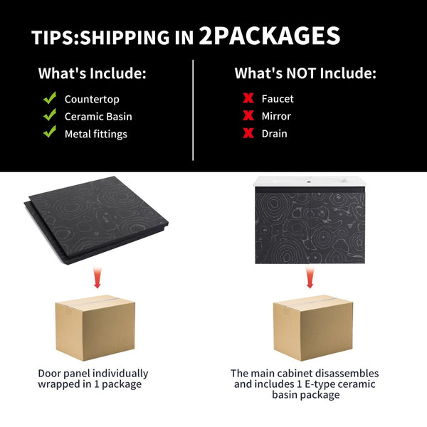 English Elm 24'' Floating Wall-Mounted Bathroom Vanity With Ceramic Sink, Soft-Close Doors & Modern Design P2 W999S00174-GIGA