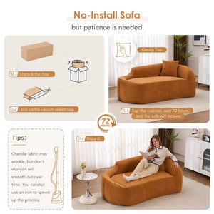 English Elm Ly-048 Sculpted Chenille Chaise Lounge Convertible Sleeper Sofa for Modern Living Spaces Orange W2231P401727