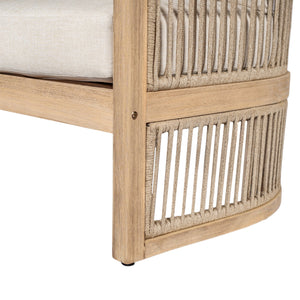 English Elm Christopher Knight Home® - Outdoor Acacia Wood Patio Chair Light Teak with Beige Cushions, Semi-Circular Back, Weather-Resistive Comfort N772P246423L