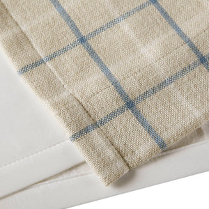 JLA Home Madison Park - Plaid Faux Leather Curtain Panel with Fleece Lining for Insulation, Light Filtering & Privacy - 50" Wide linen blue MP40-8737
