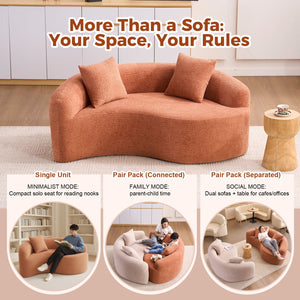 English Elm LY-042 Zen-Inspired S-Curved Dual-Depth Loveseat with Chenille Upholstery, Ready-to-Use Comfort Coral W2231P329722
