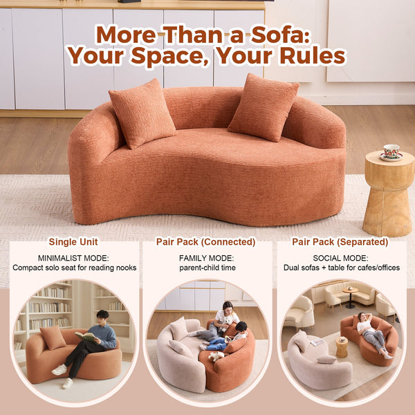 English Elm LY-042 Zen-Inspired S-Curved Dual-Depth Loveseat with Chenille Upholstery, Ready-to-Use Comfort Coral W2231P329722
