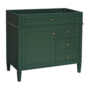 English Elm 36'' Modern Bathroom Vanity Cabinet with Tip-Out Drawer, Adjustable Shelf, Smooth Metal Slides, Solid Wood Frame Green N710P186084F