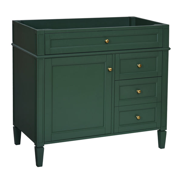 English Elm 36'' Modern Bathroom Vanity Cabinet with Tip-Out Drawer, Adjustable Shelf, Smooth Metal Slides, Solid Wood Frame Green N710P186084F