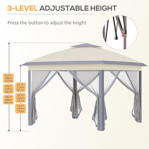 English Elm Outsunny 11' X 11' Instant Pop Up Canopy Tent With Netting & Carry Bag For Outdoor Shade & Comfort W2225P200596-GIGA