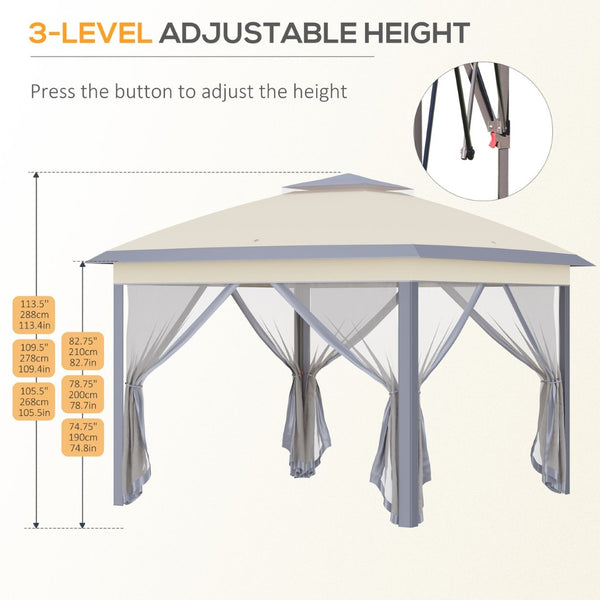English Elm Outsunny 11' X 11' Instant Pop Up Canopy Tent With Netting & Carry Bag For Outdoor Shade & Comfort W2225P200596-GIGA