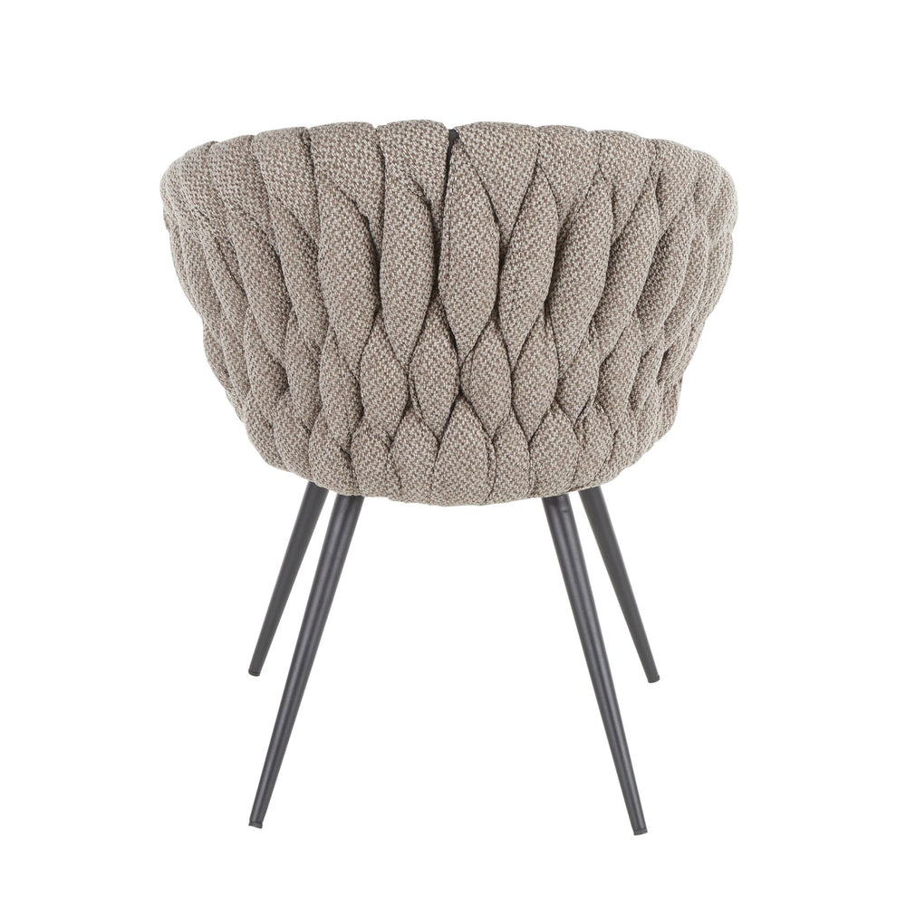 English Elm Braided Matisse Contemporary Grey Fabric Chair with Braided Upholstery, Padded Bucket Seat, Black Metal Legs B202P223437