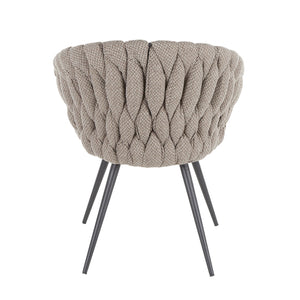 English Elm Braided Matisse Contemporary Grey Fabric Chair with Braided Upholstery, Padded Bucket Seat, Black Metal Legs B202P223437