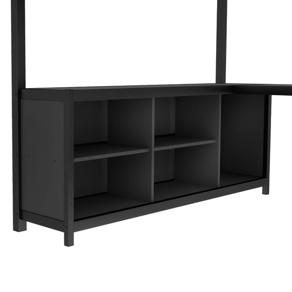 English Elm Metal Twin Xl Loft Bed with L Shaped Desk Wardrobe and Storage for Teens W1580S00417