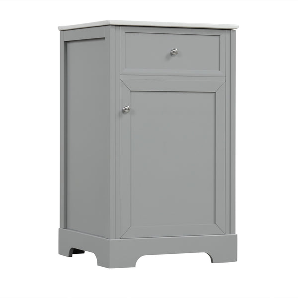 English Elm 20" Modern Bathroom Vanity With Ceramic Sink, Soft-Close Door, Adjustable Shelf, Grey Finish N725P351848E