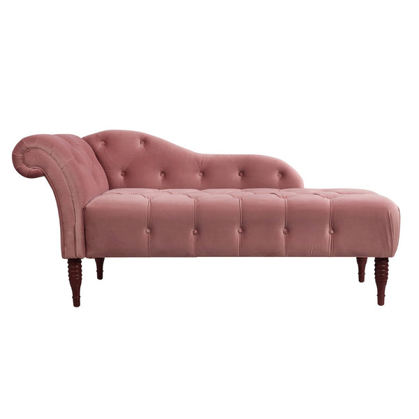 English Elm Samuel Velvet Tufted Chaise Lounge Elegant Roll Arm Reading Nook Accent Chair B2719P238292