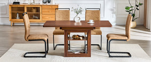 English Elm Expandable Walnut Dining Set with 4 Techno Fabric Chairs for Modern Kitchen W1151S04707