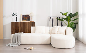 English Elm Christopher Knight Home® - Mirod Sectional Sofa with Chenille Upholstery, Tufted Curved Corner Design, Plush Foam & Springs Beige N760S0000039A