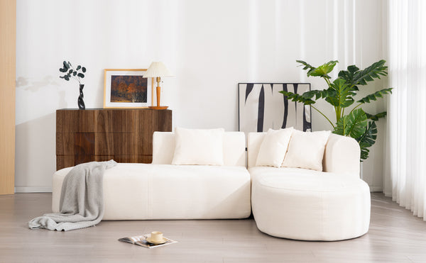 English Elm Christopher Knight Home® - Mirod Sectional Sofa with Chenille Upholstery, Tufted Curved Corner Design, Plush Foam & Springs Beige N760S0000039A