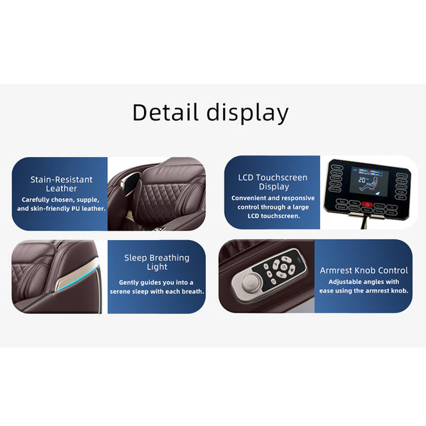 English Elm "Luxury Luxury 3D Zero Gravity Massage Chair with SL-Track, Mechanical Hand, Shiatsu, Heated Back & Calves, Bluetooth Speakers and Smart LCD Control W3327P296128