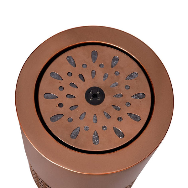 English Elm 20.87"h Brown Powder-coated Metal Outdoor Fountain Geometric Cutout with Warm Led Glow N765P355071B