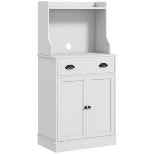 English Elm Home Beadboard Coffee Bar Cabinet with Drawer and Shelves for Kitchen or Dining T3971P465807
