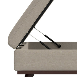 English Elm Owen XL Square Storage Ottoman with Lift Top and Hidden Compartment, Mid-Century Modern Accent Piece Natural B136P254714