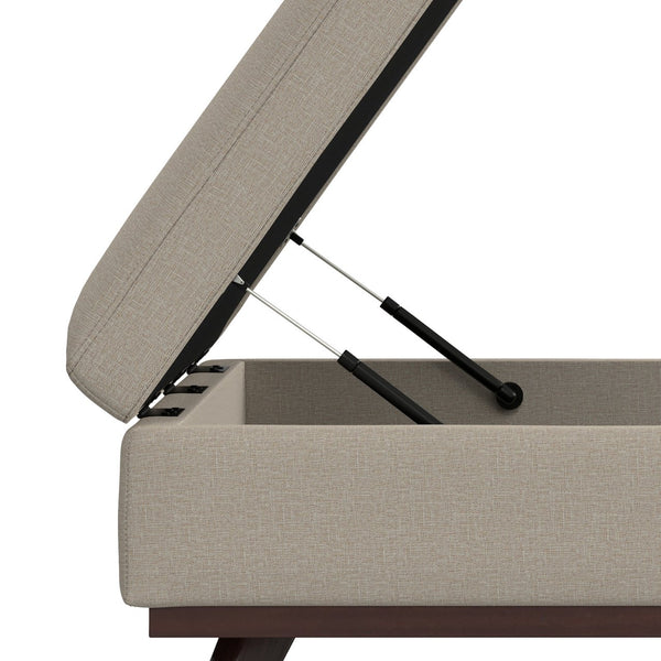 English Elm Owen XL Square Storage Ottoman with Lift Top and Hidden Compartment, Mid-Century Modern Accent Piece Natural B136P254714