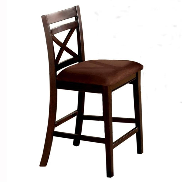 English Elm Transitional Counter Height 3pc Dining Set with USB Charging, Storage Shelves & Padded Seats Espresso 46 L x 46 W x 11 H B2741P384496