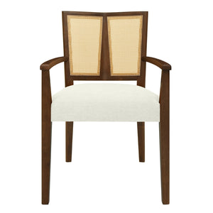 English Elm Christopher Knight Home® - ARM Mid-Century Dining Chair with Rattan Back & Upholstered Foam Seat, Solid Rubberwood Frame Beige,Walnut N771P254005T