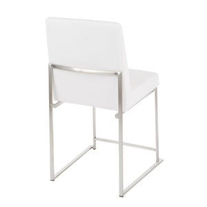 English Elm High Back Fuji Dining Chairs - Luxurious White Velvet & Stainless Steel - Set Of 2 For Elegant Spaces B202P223564