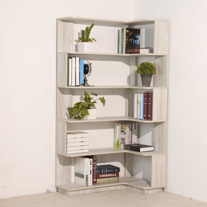 English Elm 90cm L-shaped Corner Bookcase Five Tier Mdf Open Shelving Unit for Home Office W2899P444152