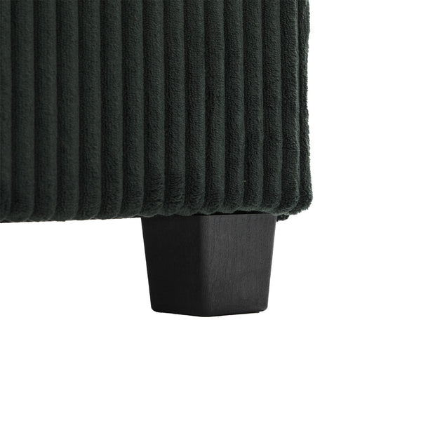 English Elm UNITED Corduroy L-Shaped Sectional Sofa with Storage Ottoman, USB Ports, Cup Holders & LED Lighting Emerald W1568P332404