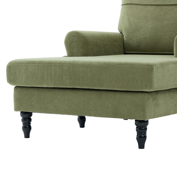 English Elm Modern Chenille Recliner Chaise Lounge Sofa Chair with High-Resilience Foam, Wide Seat, 550lb Capacity Olive Green W395P371338