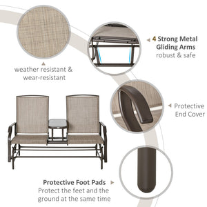 English Elm Outsunny Stylish Outdoor Glider Loveseat With Center Table, Comfortable Sling-Mesh For Relaxation W2225P174327-GIGA