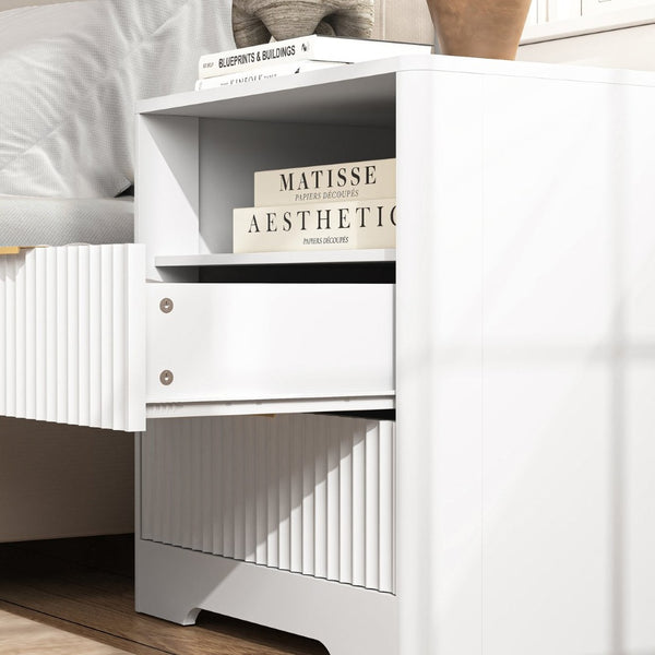 English Elm Nightstand with Usb Charging Ports Ac Outlet Night Light and Cabinet for Bedroom W1321P399421