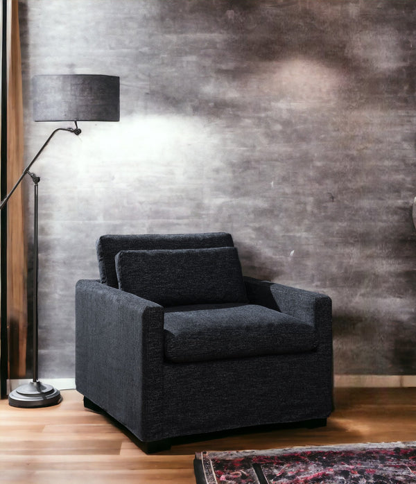 English Elm Naveen Dark Gray Fabric Swivel Chair with Toss Pillow — Plush Foam Seat, 360° Smooth Swivel, Sturdy Wood Frame B2726P242442