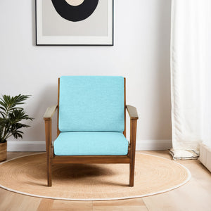 English Elm Ashcroft Furniture - Connor Solid Wood Linen Lounge Chair with Ergonomic Angled Back, High-Density Foam, Mid-Century Appeal Blue B183P281215
