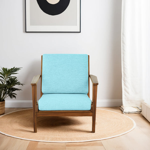 English Elm Ashcroft Furniture - Connor Solid Wood Linen Lounge Chair with Ergonomic Angled Back, High-Density Foam, Mid-Century Appeal Blue B183P281215