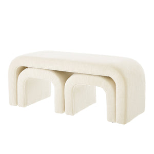 English Elm Set U-Shaped Modern Teddy Ottoman Bench Set of 3 — Versatile Entryway, Bedroom & Living Room Seating Cream W2186P282492