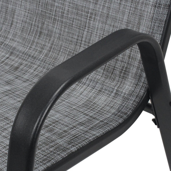 English Elm Outdoor Teslin Patio Chair Wide Ergonomic Seat Rust Proof Frame Commercial Grade Gray W3979P392984