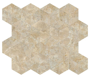 English Elm Hexagon Natural Marble Tiles - Honed Finish In Warm Gold, Beige, And Yellow For Elegant Spaces W1696P262335
