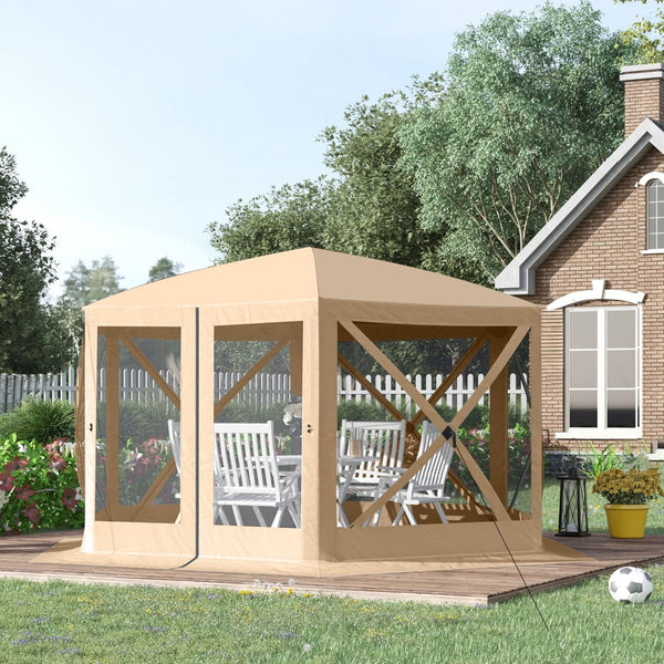 English Elm Outsunny Hexagon Pop up Screen House Gazebo with Mesh Walls Upf 30 Outdoor Shelter W2225P200511