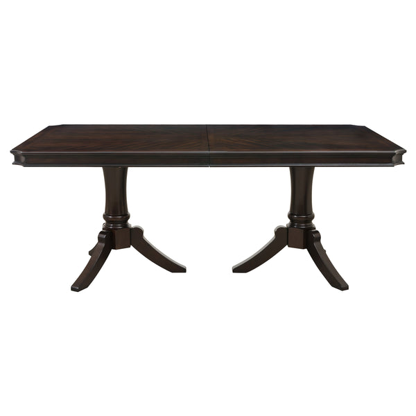 English Elm Double Double Pedestal Marston 96" Extendable Dining Table in Dark Cherry - Clipped Corner Elegant Centerpiece B011S00908
