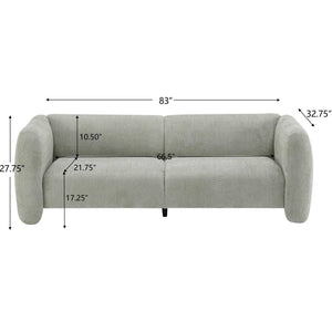 English Elm Tonson Wave Silhouette Boucle Three Seater Sofa Sculptural Modern Living Room Seating Light Green N773IS00030F