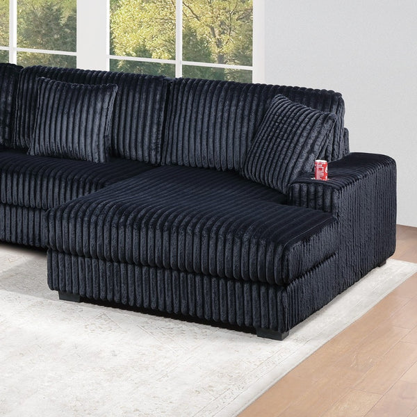 English Elm Contemporary Six Piece Modular Sectional in Jumbo Corduroy with Usb Port and Cup Holders B011S02234