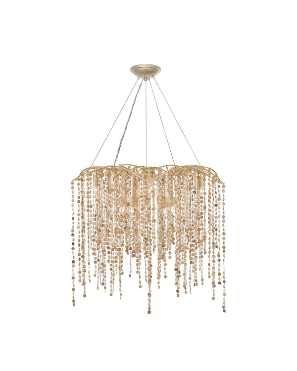 Currey & Company Kealia Large Chandelier - Stunning Biophilic Design With Hand-beaded Shells And Adjustable Height Natural Coco Shells ,Shells ,Wrought Iron 9000-1300-currey-company