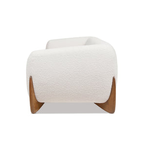 English Elm Jennifer Taylor Home - Alpine 90.5" Sherpa Sofa in Ebony Bouclé with 24" Deep Seats, Removable Cushions & Oak Legs White B2719P238345