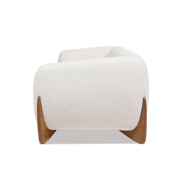 English Elm Jennifer Taylor Home - Alpine 90.5" Sherpa Sofa in Ebony Bouclé with 24" Deep Seats, Removable Cushions & Oak Legs White B2719P238345