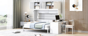 English Elm Queen Murphy Bed With Desk & Storage Shelves - Versatile, Space-Saving Solution For Modern Homes N820S10034K-GIGA